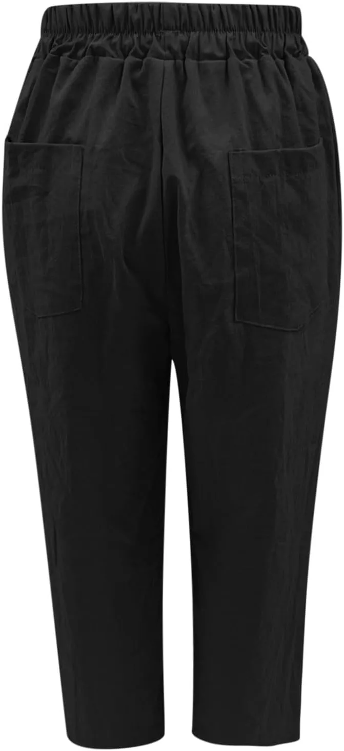 Women High Waisted Wide Leg Pants Fashion Drawstring Elastic Trousers Comfy Straight Leg Long Pants with Pockets