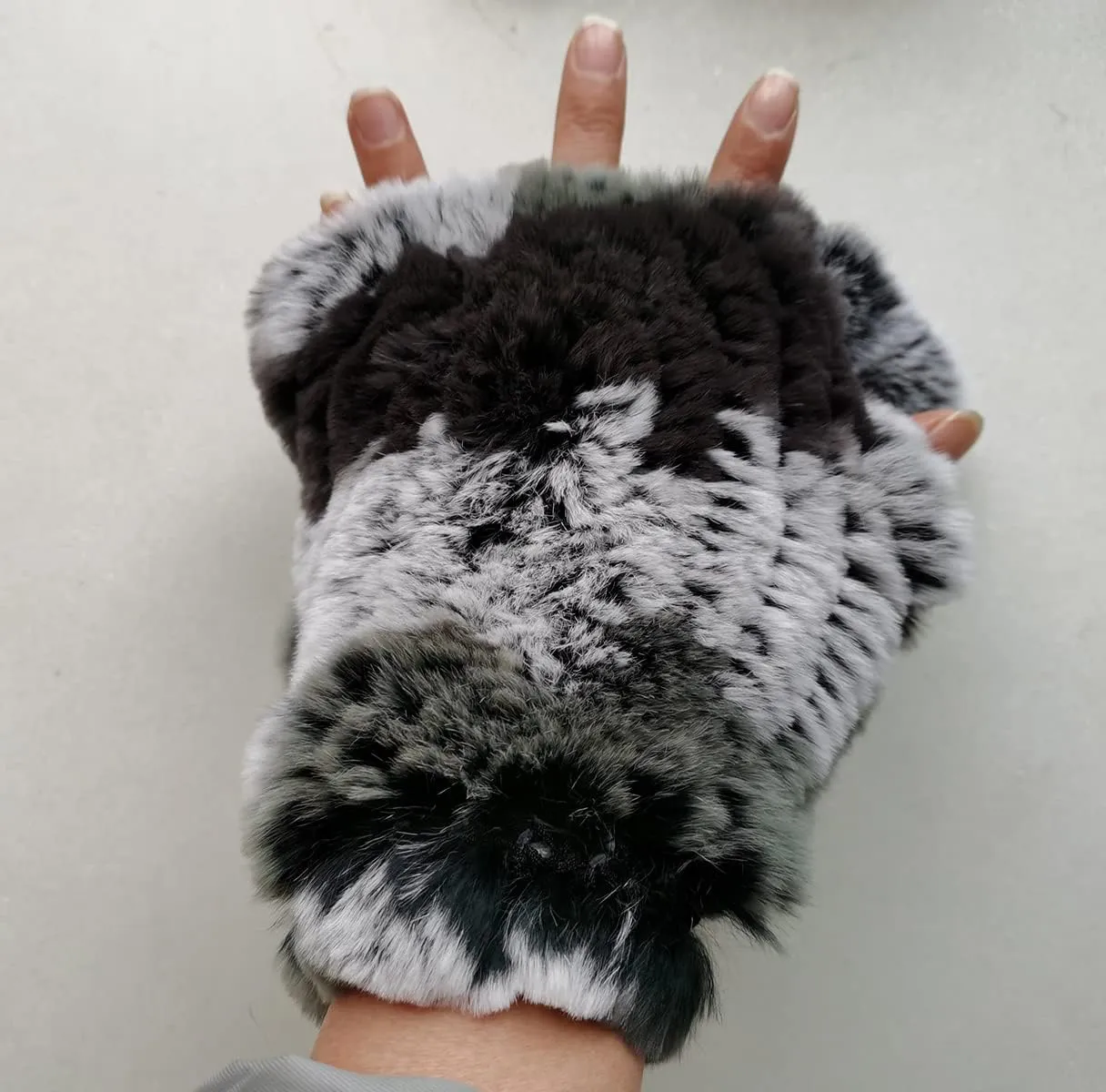 Women Mittens Gloves Real Rex Rabbit Hair Hand Warmer Winter Knit Warm