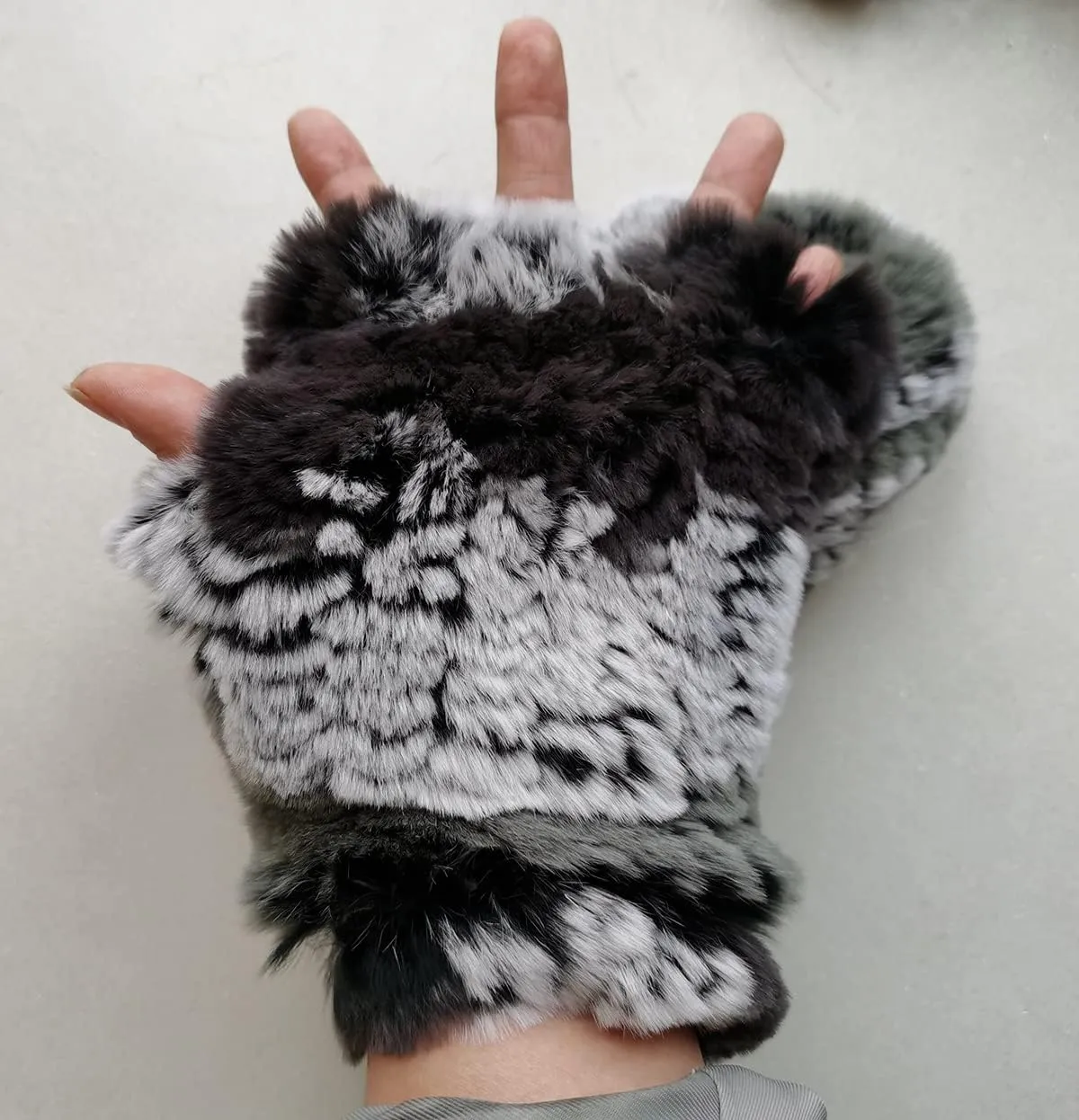 Women Mittens Gloves Real Rex Rabbit Hair Hand Warmer Winter Knit Warm