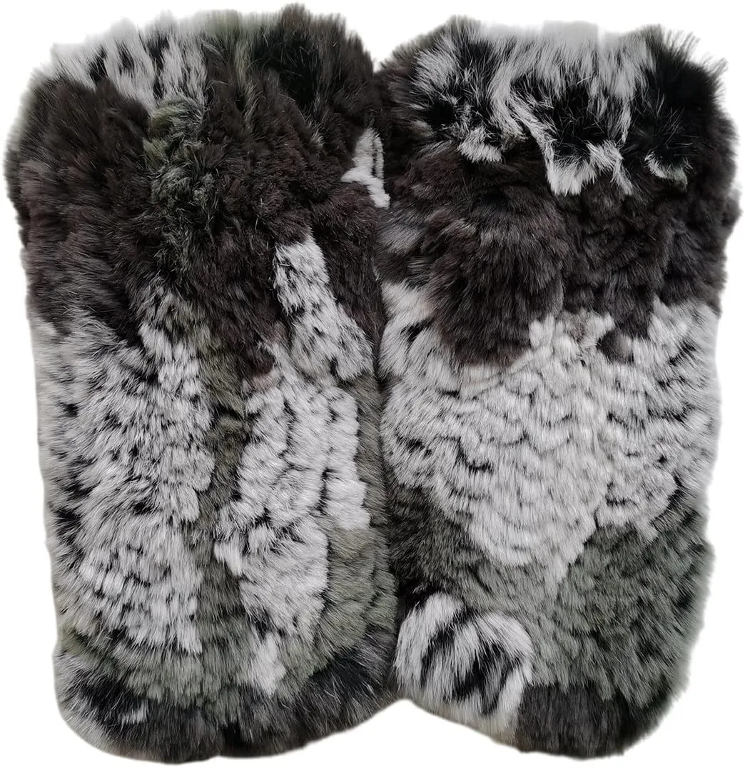 Women Mittens Gloves Real Rex Rabbit Hair Hand Warmer Winter Knit Warm