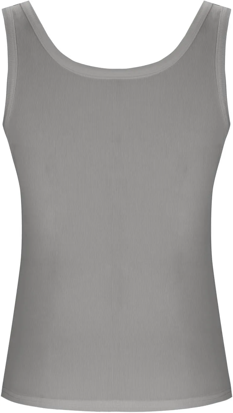 Women Pleated Front Ribbed Tank Tops Summer Square Neck Sleeveless T-Shirt Casual Slim Fit Yoga Workout Tanks Blouse