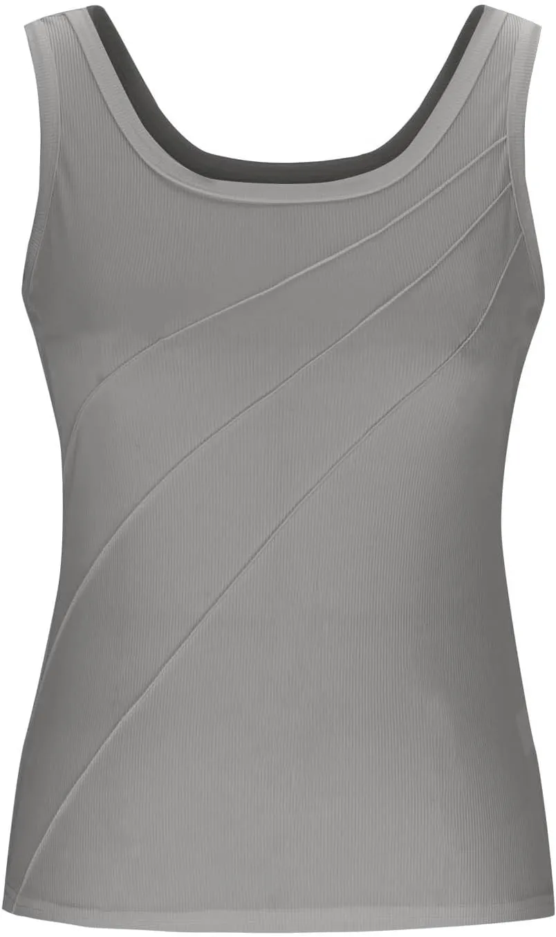 Women Pleated Front Ribbed Tank Tops Summer Square Neck Sleeveless T-Shirt Casual Slim Fit Yoga Workout Tanks Blouse