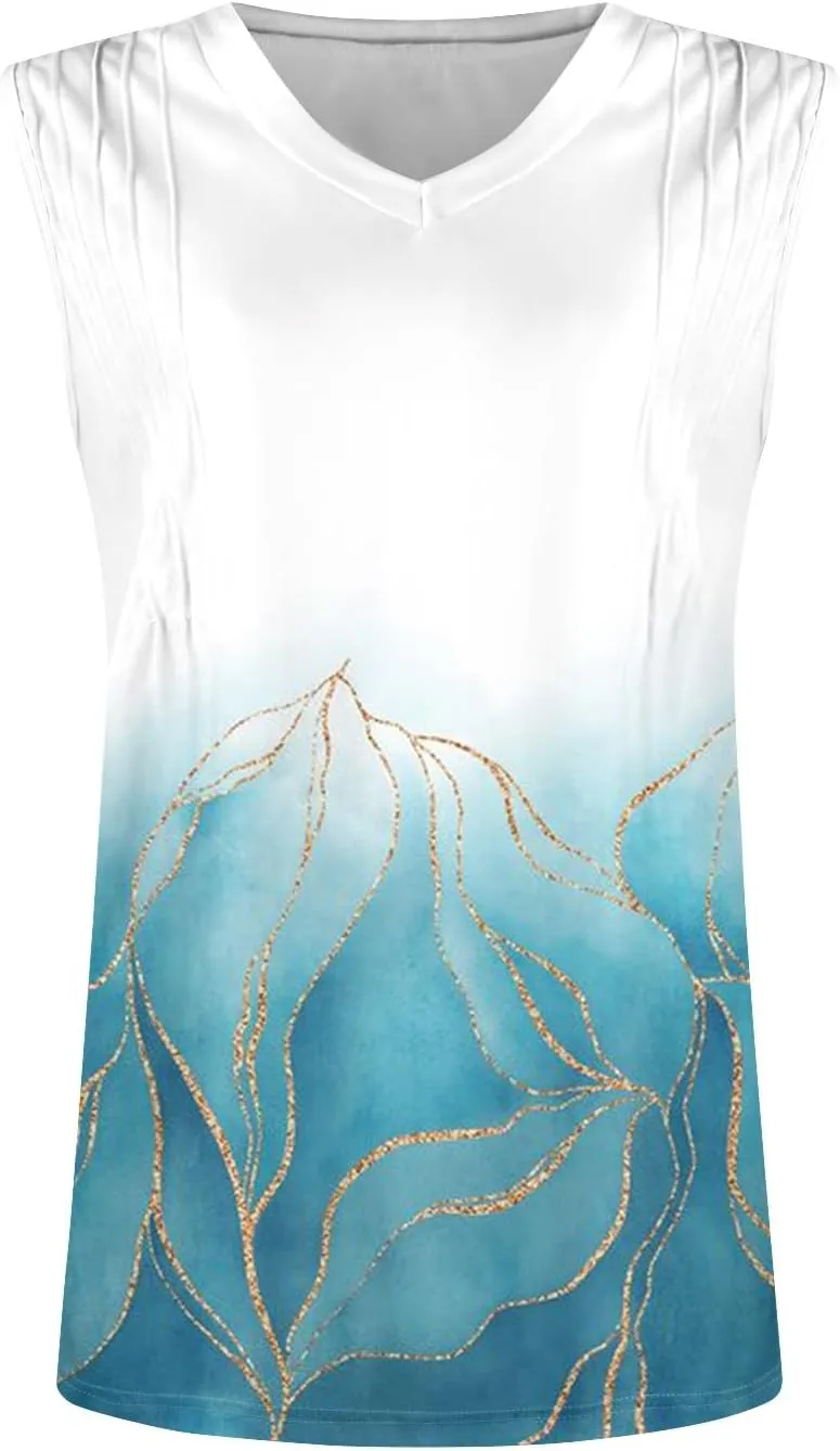 Women Sleeveless Tops Flowy Summer Shirts Business Casual V Neck Trendy Outfits Clothes
