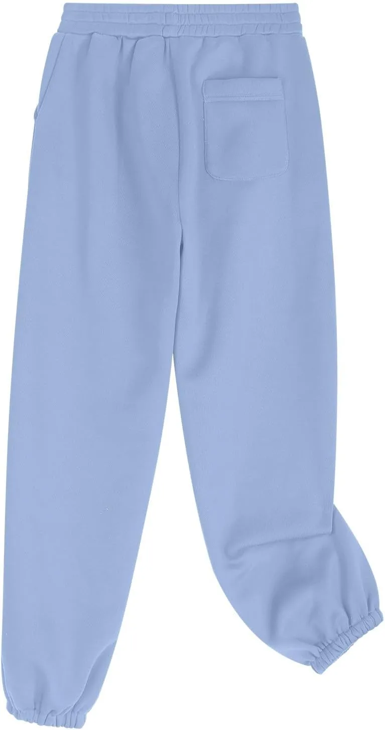 Women V Neck Sweatsuit 2 Piece Outfit Oversized Cropped Sweatshirt and Jogger Sweatpants Casual Fleece Tracksuit Set