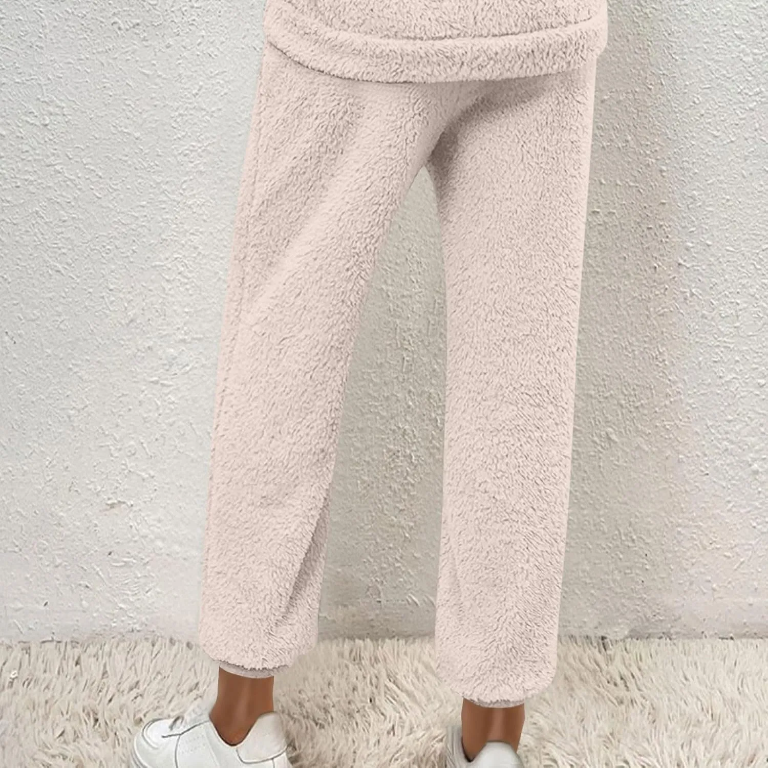 Women Winter Lounge Pants Plus Size Fluffy Jogger Pants Fuzzy Pajamas Pants Fleece Pj Bottoms Comfy Lounge Trousers