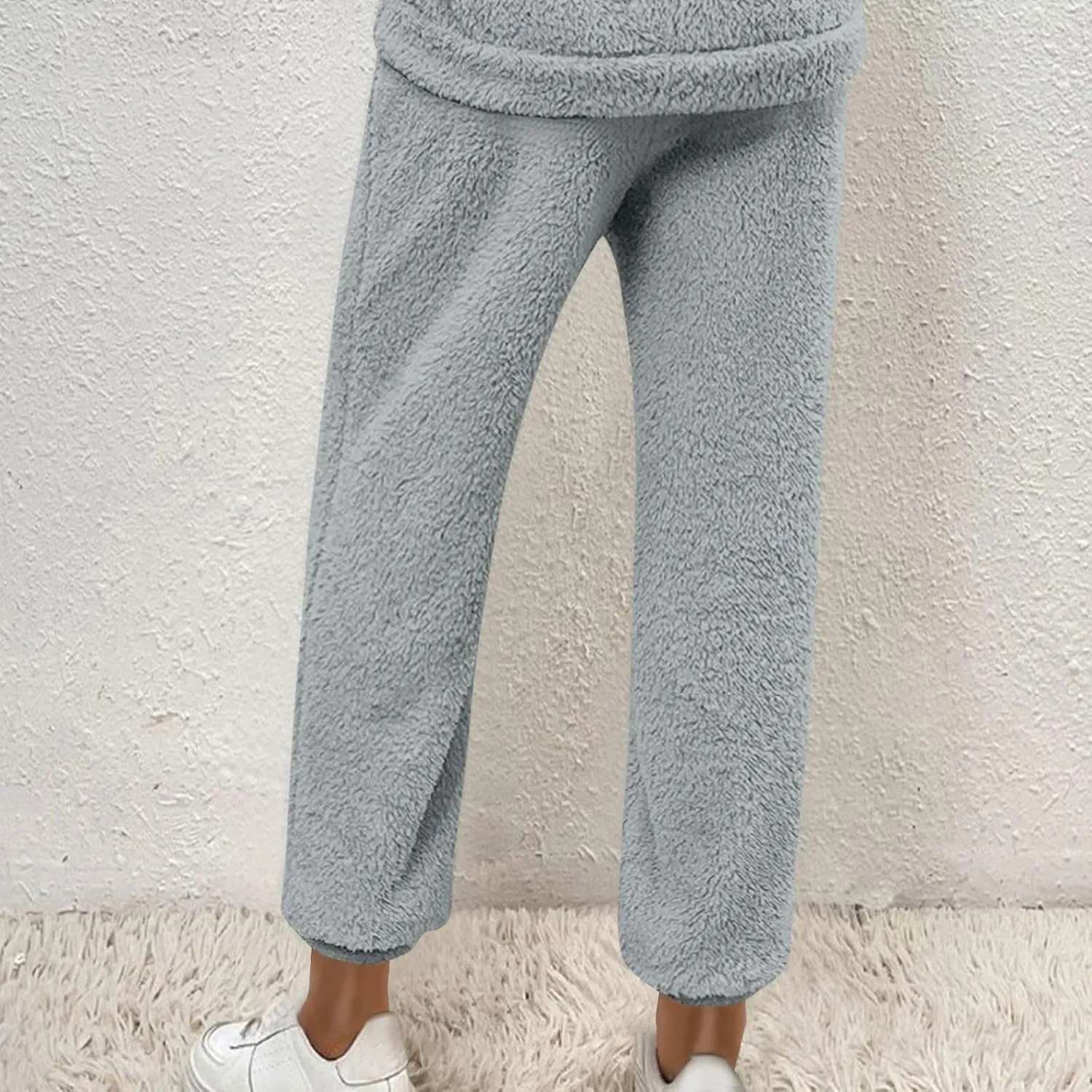 Women Winter Lounge Pants Plus Size Fluffy Jogger Pants Fuzzy Pajamas Pants Fleece Pj Bottoms Comfy Lounge Trousers