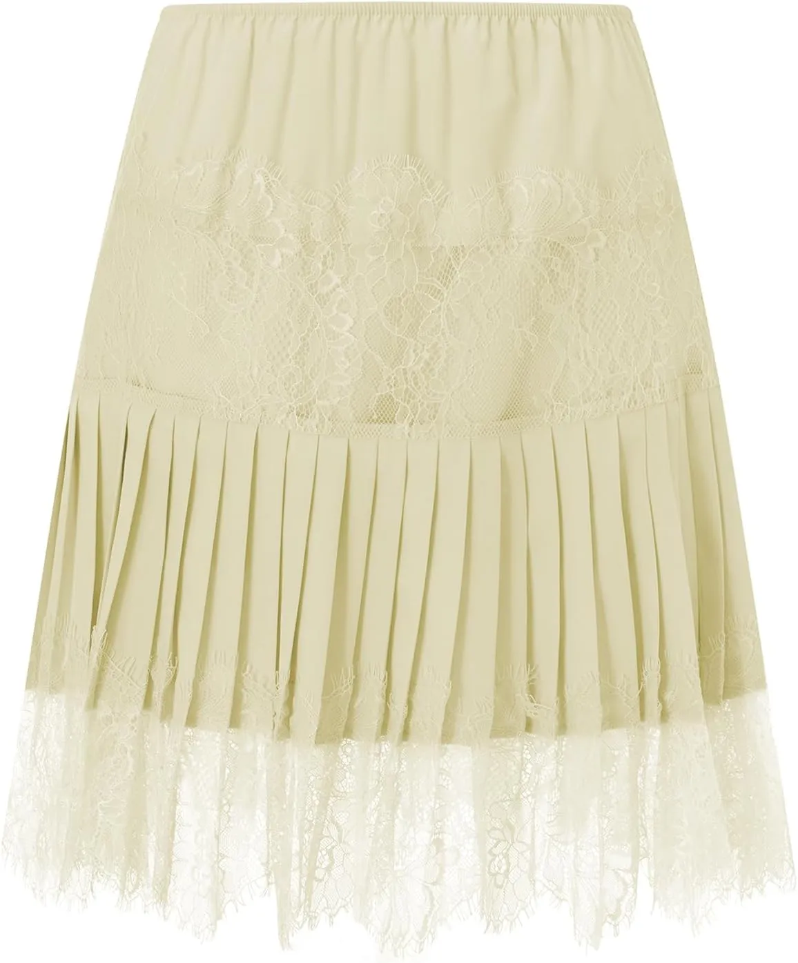 Women Y2k Lace Half Slip Skirt Flowy Ruffle Pleated Mini Skirts Fairy Mesh Floral Mid Rise Layered Short Skirts Underskirt