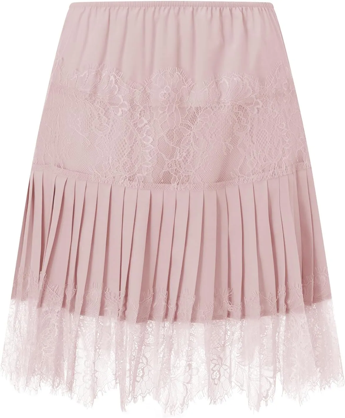 Women Y2k Lace Half Slip Skirt Flowy Ruffle Pleated Mini Skirts Fairy Mesh Floral Mid Rise Layered Short Skirts Underskirt