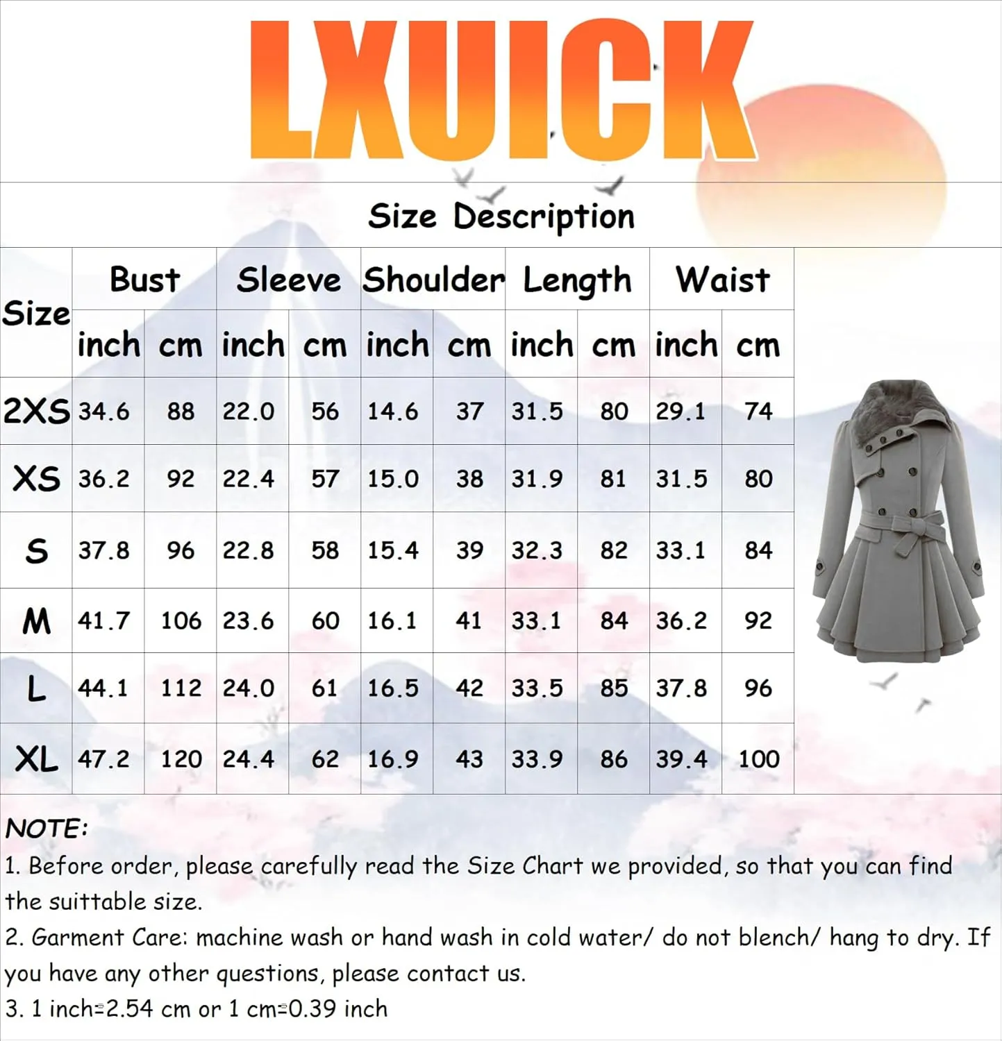 Womens a Line Faux Fur Collar with Belt Jacket Elegant Winter Swing Coat Wool Blend Warm Trench Coat