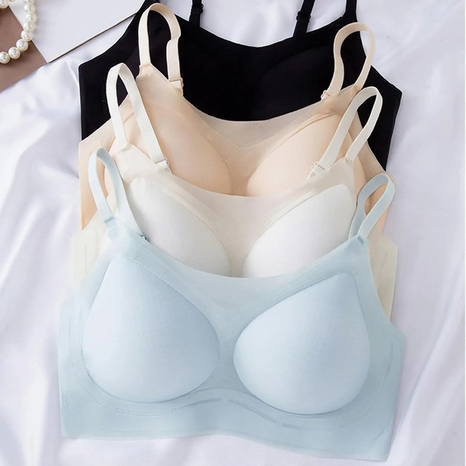 Womens Anti Sagging Bras Ice Silk Breathable Comfort Seamless Push Up Bras for Older Women Wireless Sports Underwear
