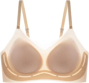 Womens Anti Sagging Bras Ice Silk Breathable Comfort Seamless Push Up Bras for Older Women Wireless Sports Underwear