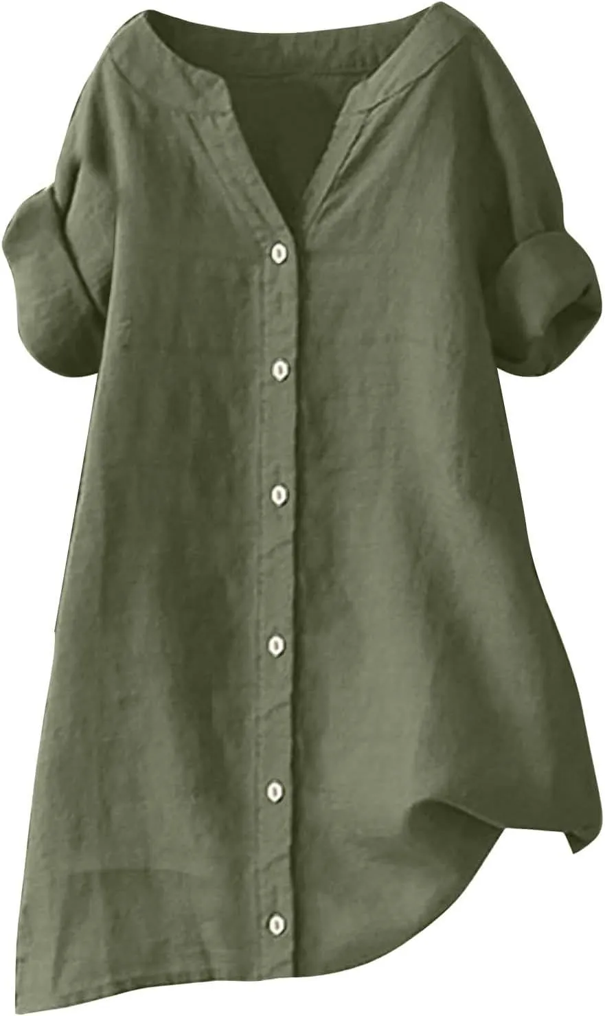 Women's Button Down Shirts Plain Long Sleeve Linen Summer Casual Oversized Blouse Tops Loose Fit Tee Tops