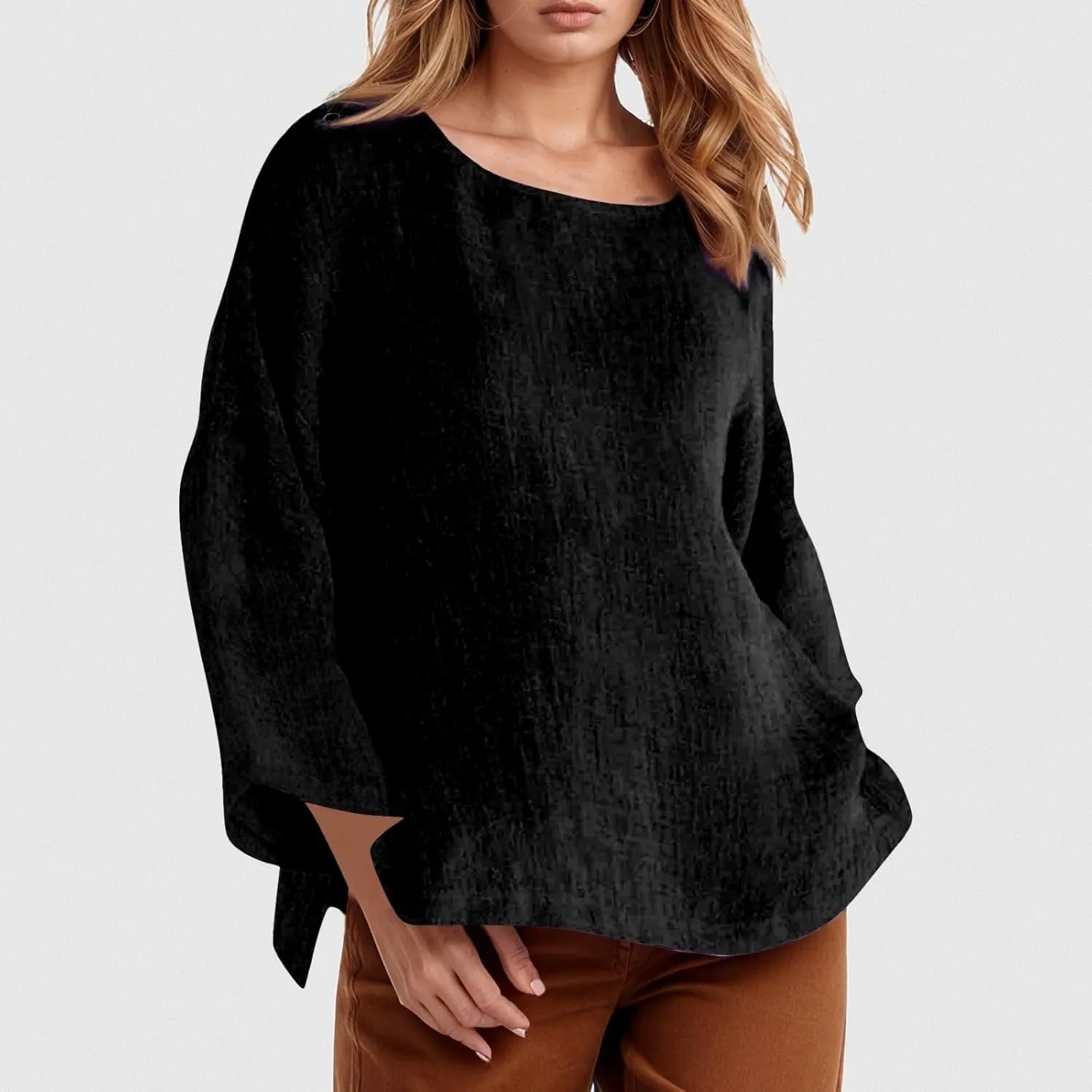 Women's Button Up Shirts Solid Color Long Sleeve Linen Summer Casual 2025 Fashion Blouse Top Loose Tunic Top