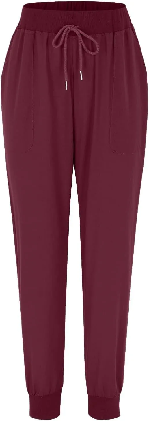 Womens Casual Pants Drawstring Elastic Waist Trousers Wide Leg Straight Pants Slim Fit Comfy Leg Closure Leisure