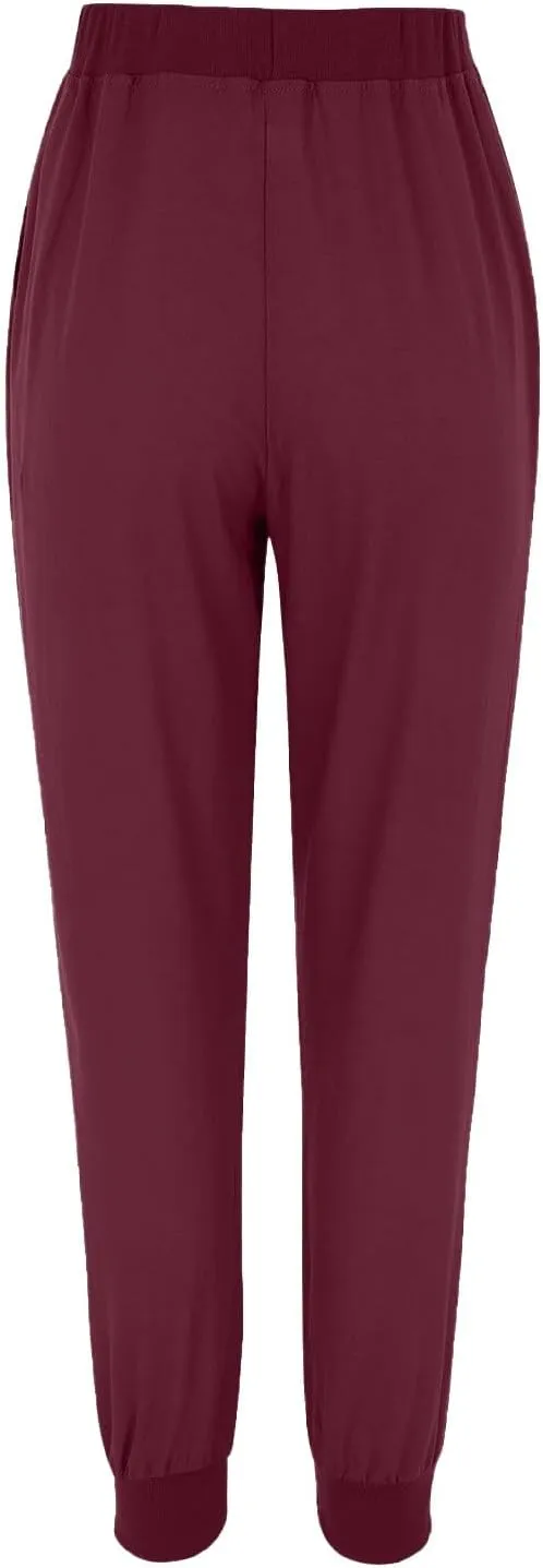 Womens Casual Pants Drawstring Elastic Waist Trousers Wide Leg Straight Pants Slim Fit Comfy Leg Closure Leisure