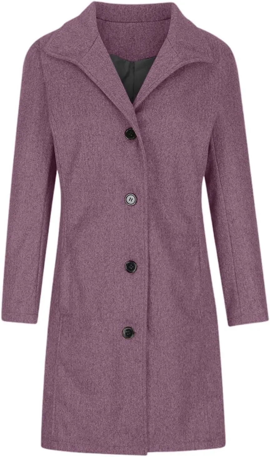 Women'S Casual Thicken Stand Collar Single Breasted Pea Coat Vintage Coat Autumn/Winter Outerwear Trench Coat Jacket