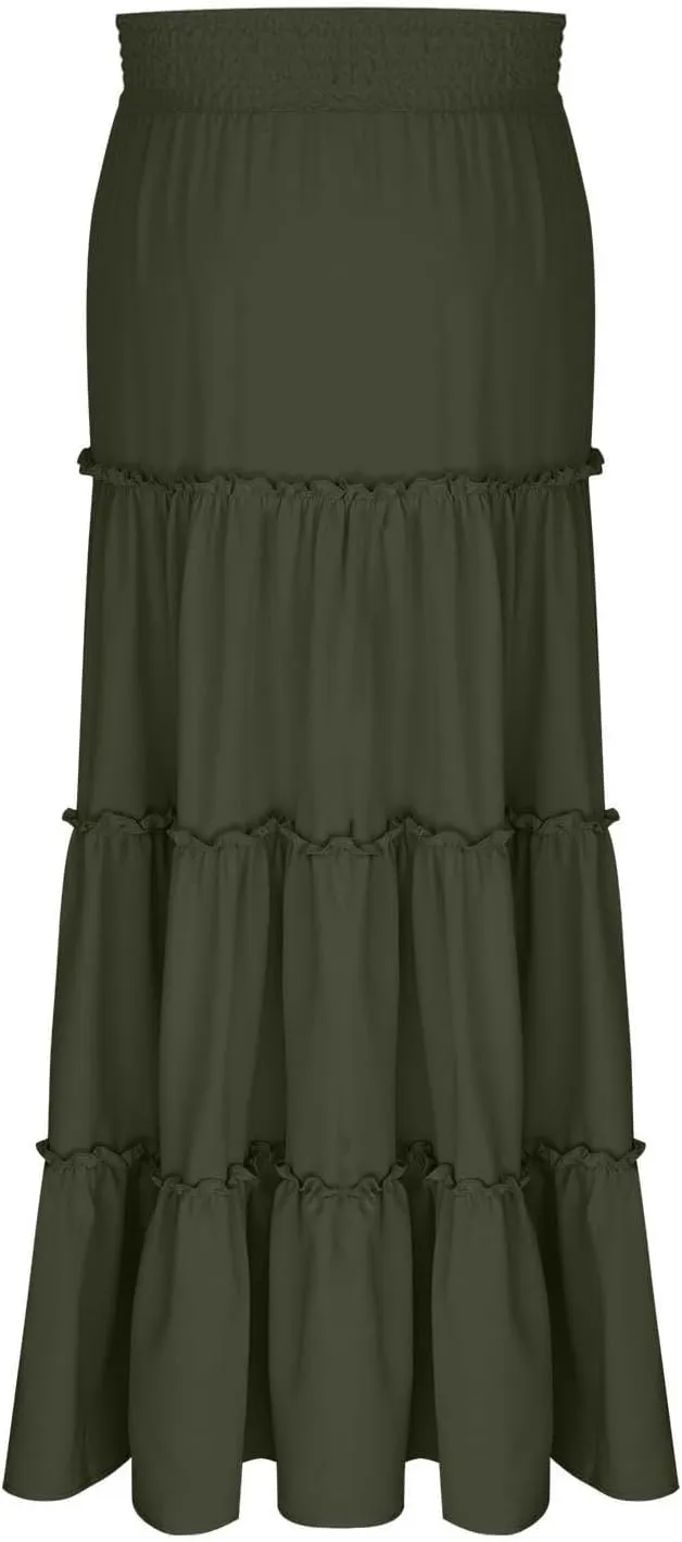 Women's Flowy High Waist A-Line Maxi Skirt Summer Casual Lightweight Long Skirts Beach Vacation Outfits Clothes