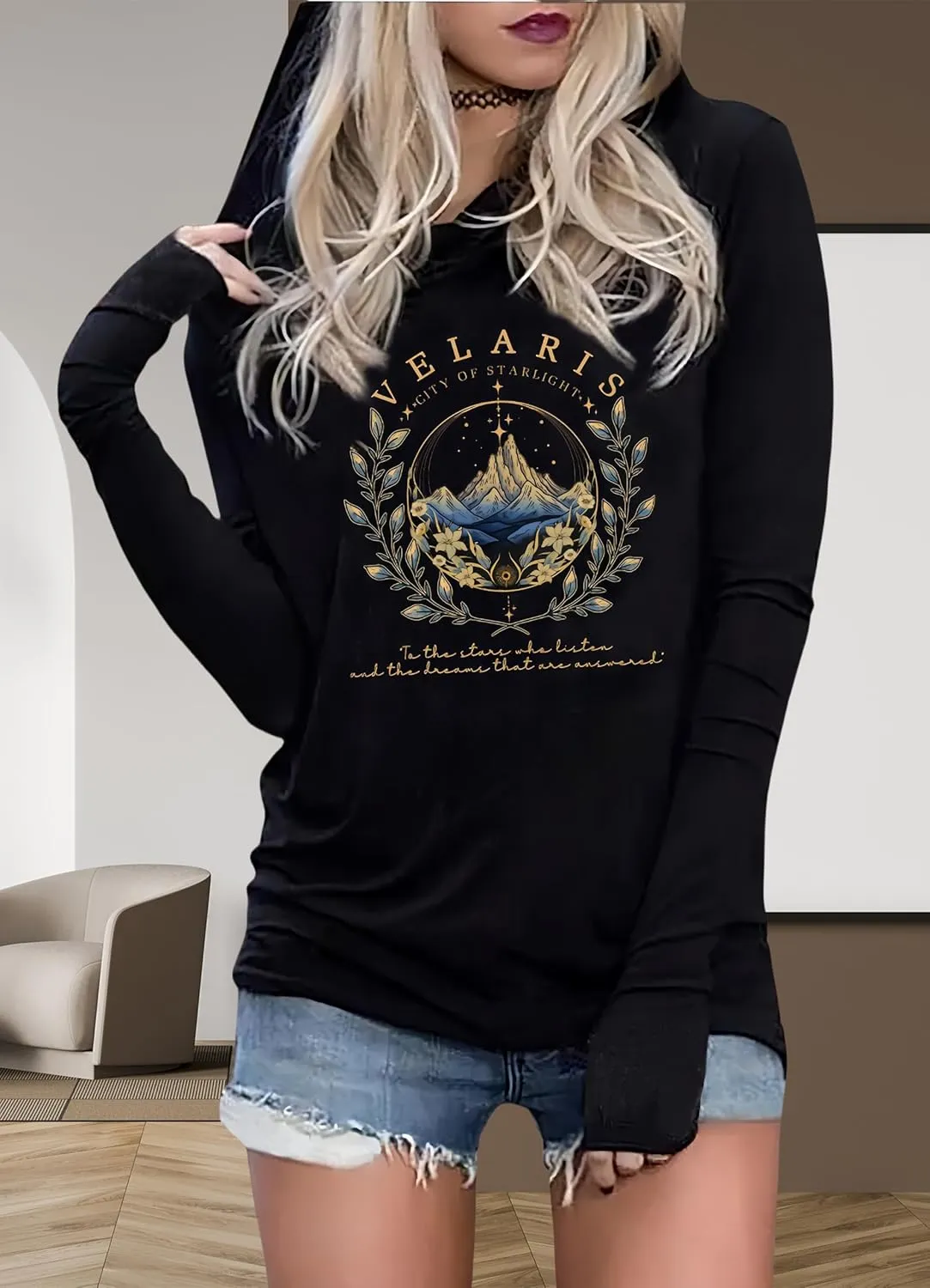 Womens Hoodies Funny Graphic Long Sleeve Shirts Casual Loose Fit Lightweight Pullovers Tops