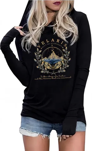 Womens Hoodies Funny Graphic Long Sleeve Shirts Casual Loose Fit Lightweight Pullovers Tops