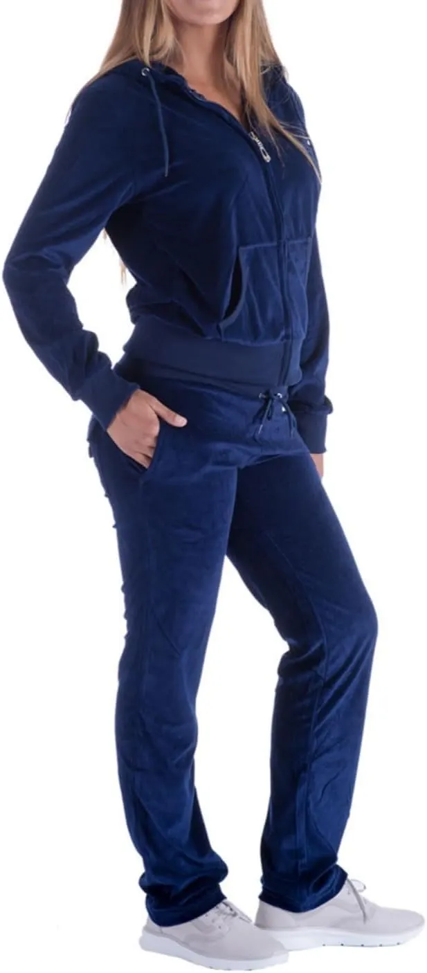 Womens Jogging Suits Sets Running Velour Outfit Zipper Warm Up 2 Pieces Hoodie and Pant Tracksuit