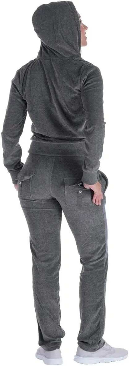 Womens Jogging Suits Sets Running Velour Outfit Zipper Warm Up 2 Pieces Hoodie and Pant Tracksuit