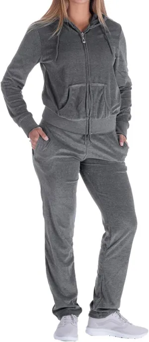 Womens Jogging Suits Sets Running Velour Outfit Zipper Warm Up 2 Pieces Hoodie and Pant Tracksuit