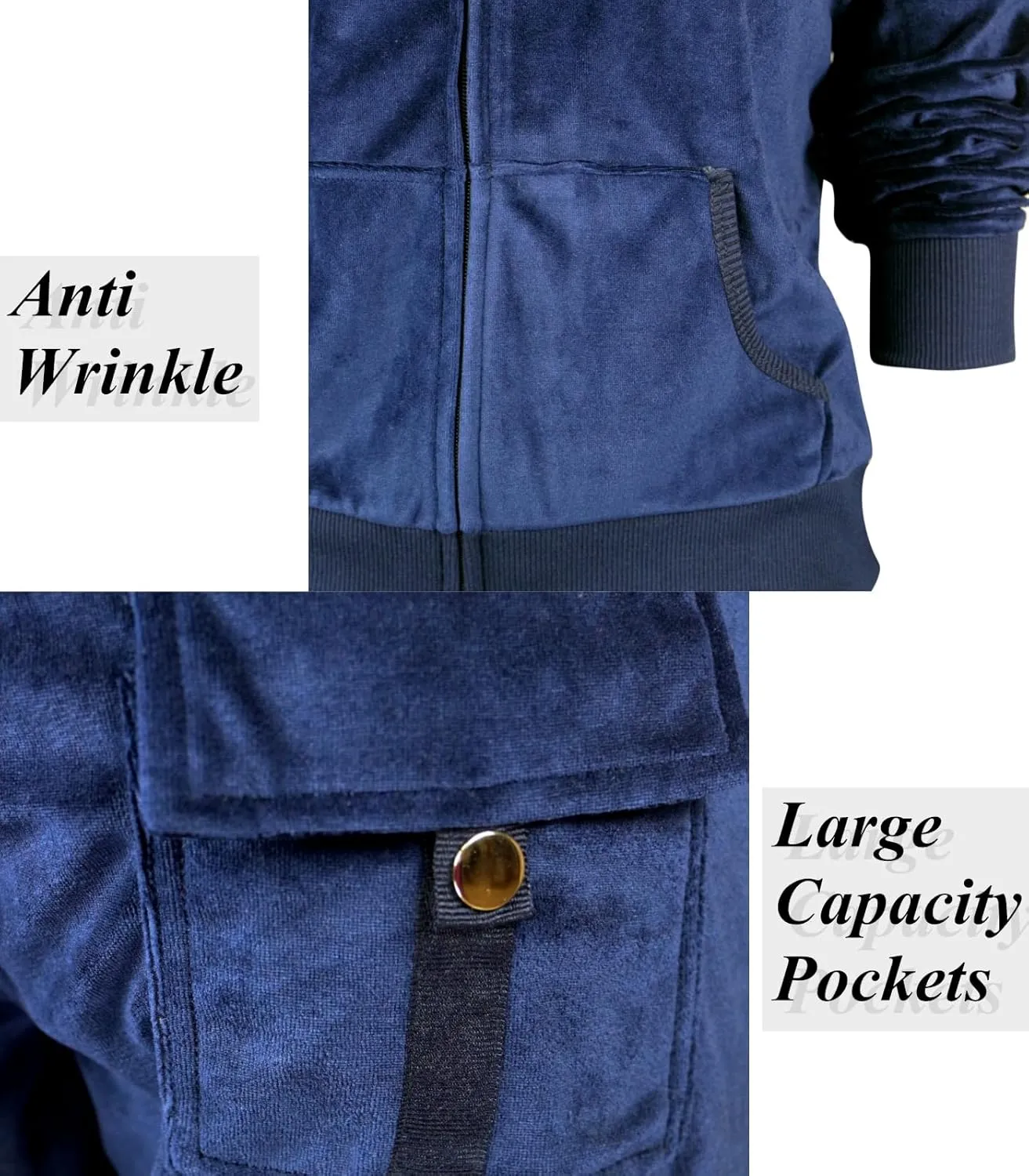 Womens Jogging Suits Sets Running Velour Outfit Zipper Warm Up 2 Pieces Hoodie and Pant Tracksuit