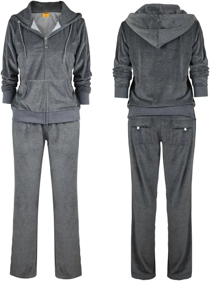 Womens Jogging Suits Sets Running Velour Outfit Zipper Warm Up 2 Pieces Hoodie and Pant Tracksuit