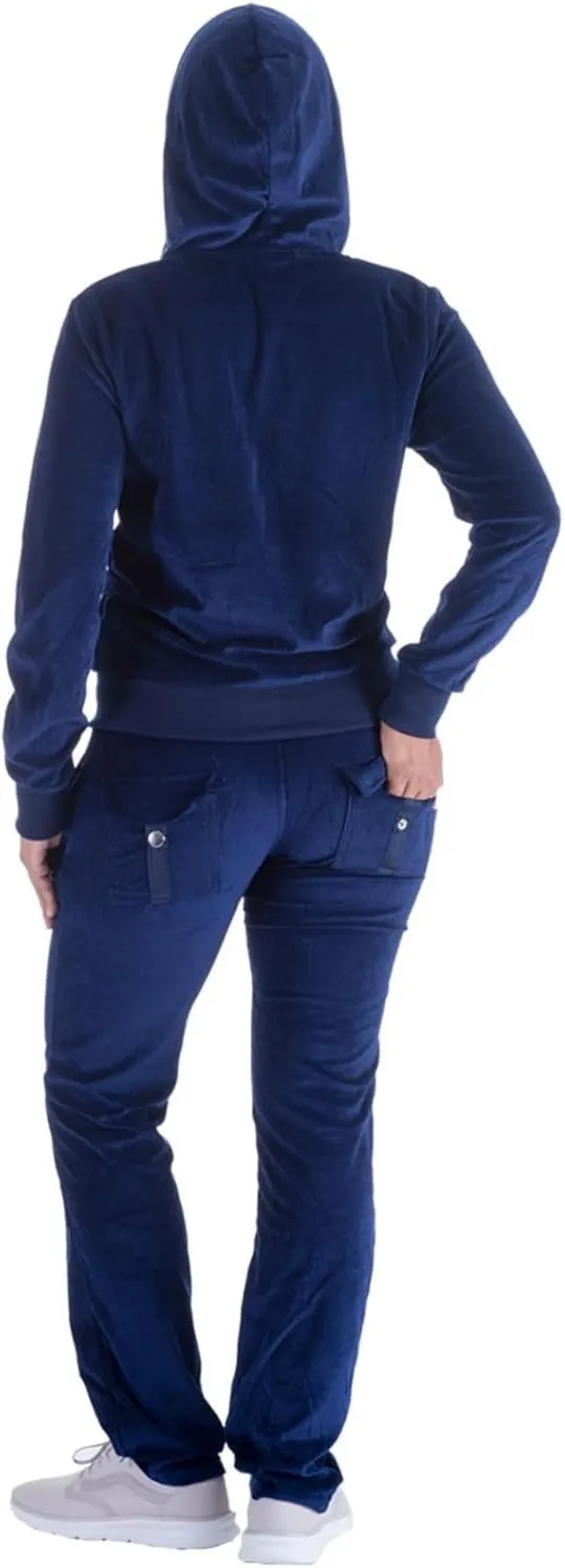 Womens Jogging Suits Sets Running Velour Outfit Zipper Warm Up 2 Pieces Hoodie and Pant Tracksuit