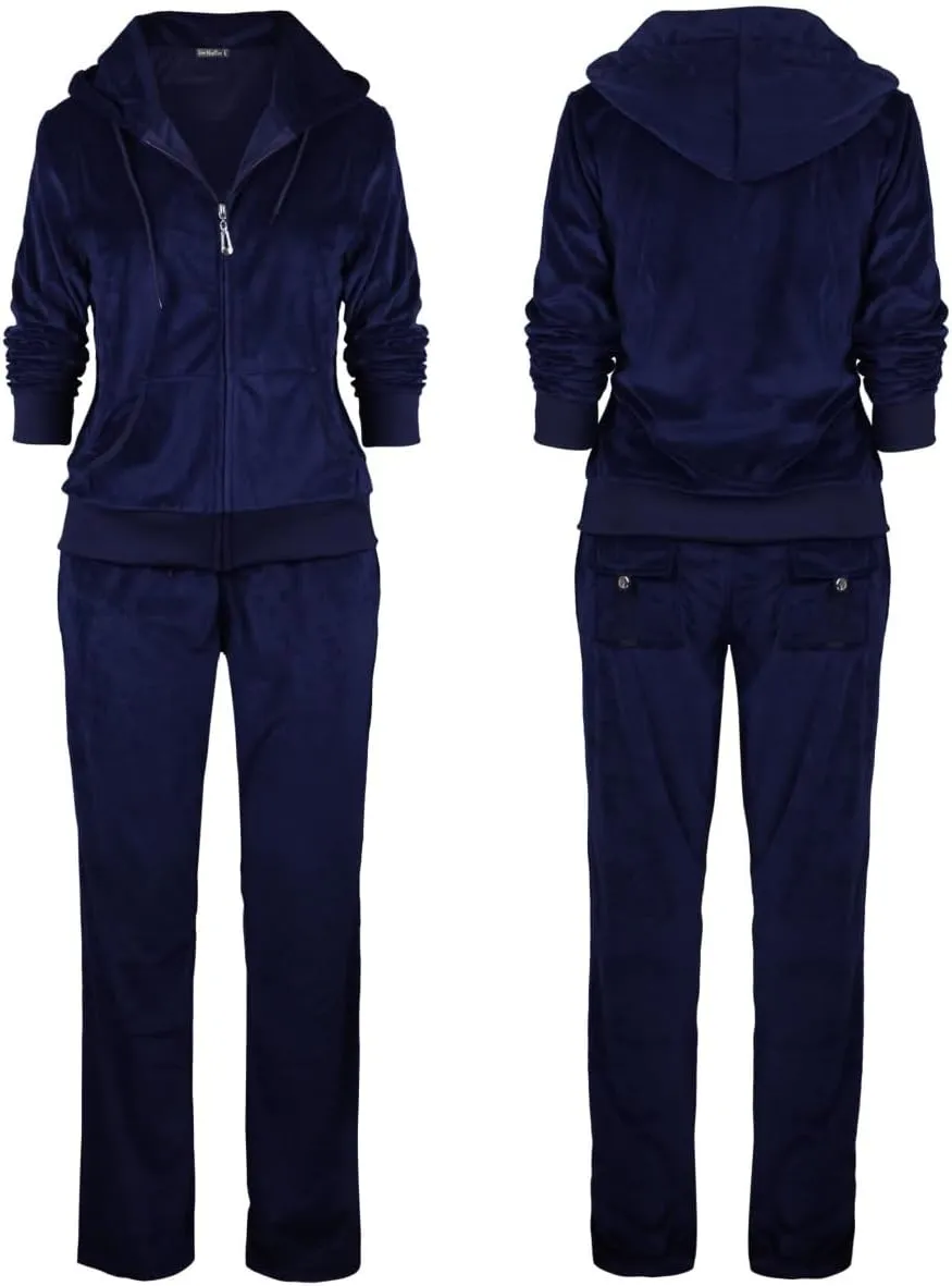 Womens Jogging Suits Sets Running Velour Outfit Zipper Warm Up 2 Pieces Hoodie and Pant Tracksuit