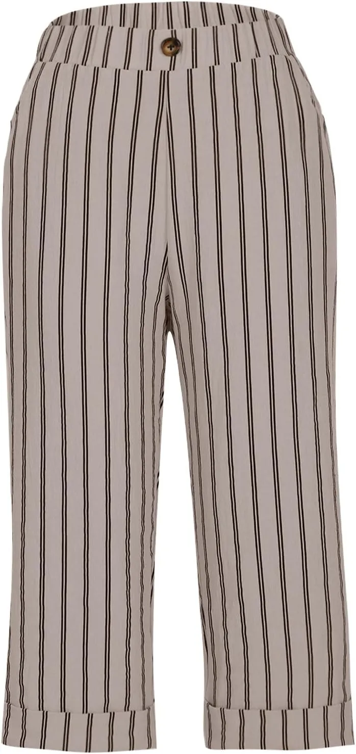 Womens Linen Loose Fit High Cut Straight Leg Summer Fall Pants 2025 Y2K Beige L or XL