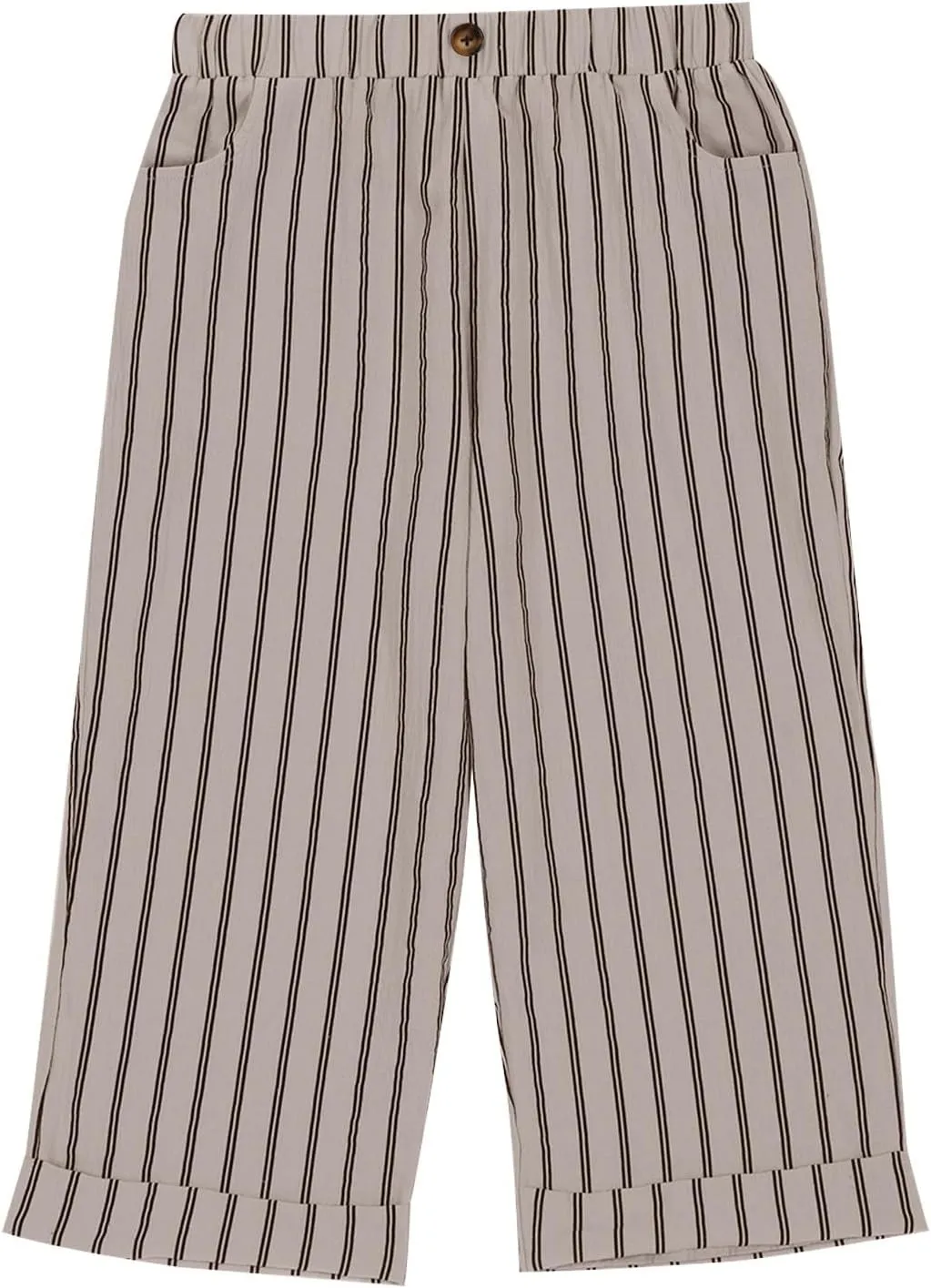 Womens Linen Loose Fit High Cut Straight Leg Summer Fall Pants 2025 Y2K Beige L or XL