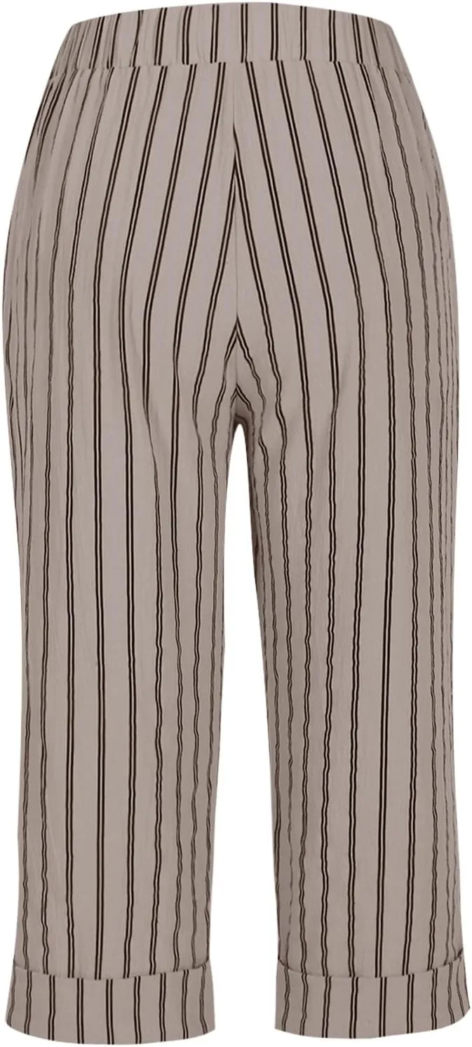Womens Linen Loose Fit High Cut Straight Leg Summer Fall Pants 2025 Y2K Beige L or XL