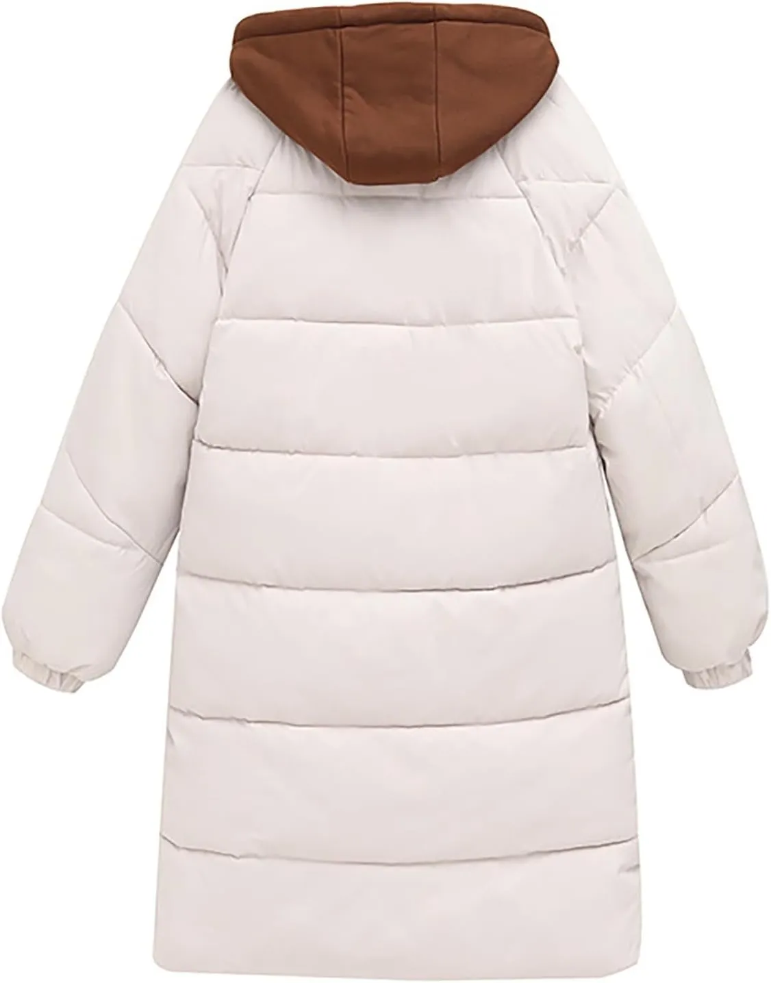 Womens Long Puffer Down Jacket 2023 Fashion Fake Two Piece Hooded Heavyweight Warm Coat Winter Elegant Solid Thermal Overcoat