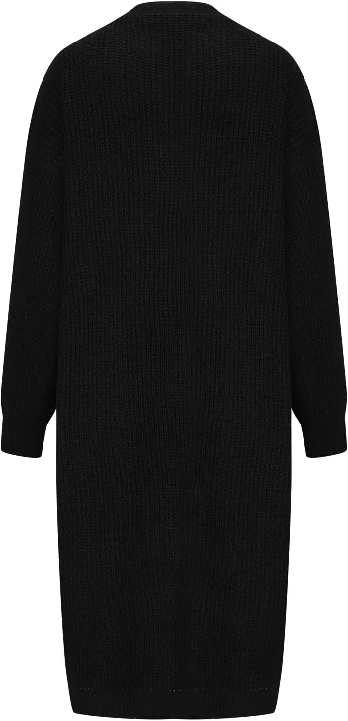 Women's Open Front Cardigan Oversized Chunky Knit Sweater Long Lantern Sleeve Outwear with Pocket 2025 Fashion