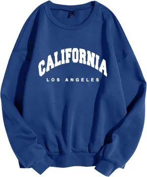 Womens Oversized Crewneck Sweatshirts London Print Crewneck Long Sleeve Pullover Loose Fit Tops Fleece Pullover Fashion 2024