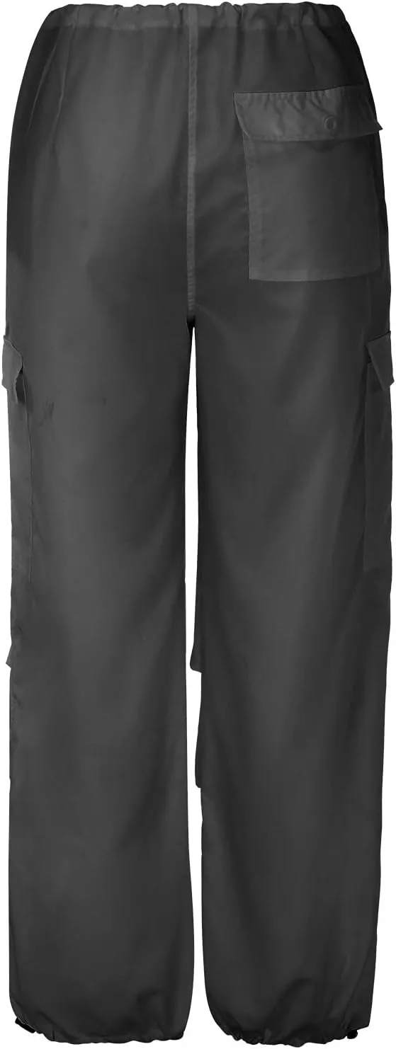Women's Plus Size Tethered Straight Cargo Pants Straight Wide Leg Loose Casual Trousers