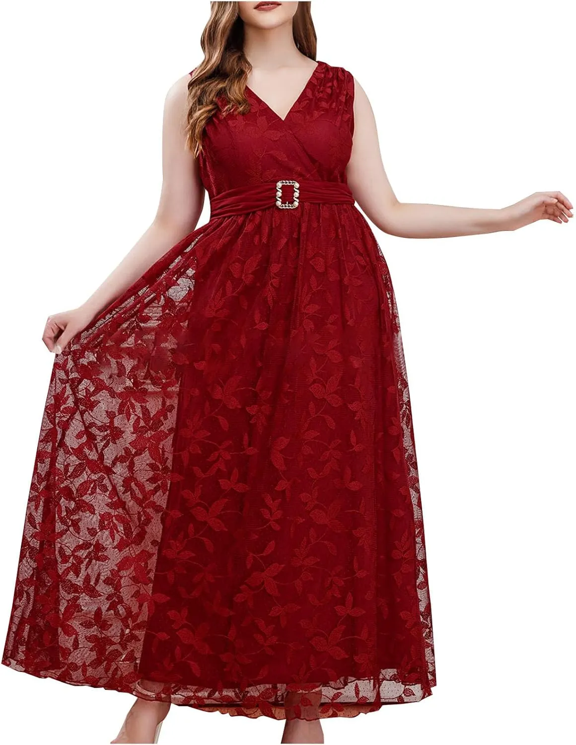 Womens Plus Size Wedding Guest Dress Formal Floral Lace Cocktail Party Maxi Dresses Chiffon Mother of The Bride Dress