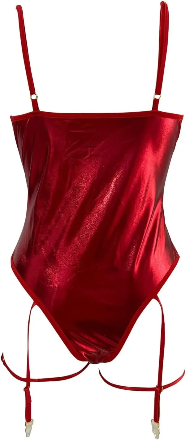 Women's Sexy Lingerie Lace Chemise Babydoll Nightie Wasit Mesh Plus Size Bodysuit Bow Tie Nightwear