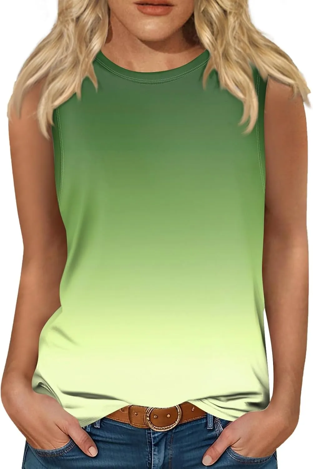 Womens Tank Tops Summer Casual Loose Tunic Blouses Crewneck Sleeveless Basic Tees Shirts Plus Size Tunic Tank Tops
