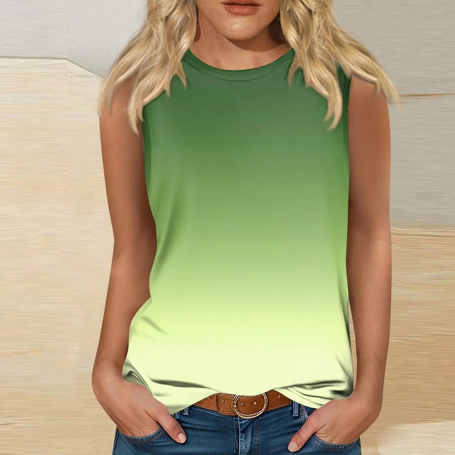 Womens Tank Tops Summer Casual Loose Tunic Blouses Crewneck Sleeveless Basic Tees Shirts Plus Size Tunic Tank Tops
