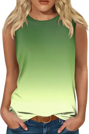 Womens Tank Tops Summer Casual Loose Tunic Blouses Crewneck Sleeveless Basic Tees Shirts Plus Size Tunic Tank Tops