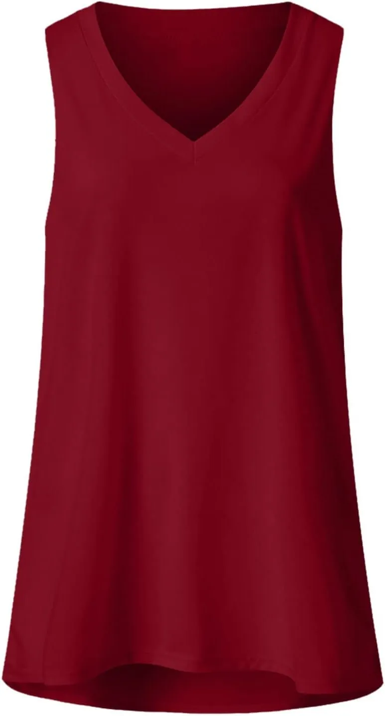 Womens Tank Tops Summer Sleeveless T Shirt Solid Color Casual Tops Athletic Tanks V Neck Tunic Shirts Street Outfits