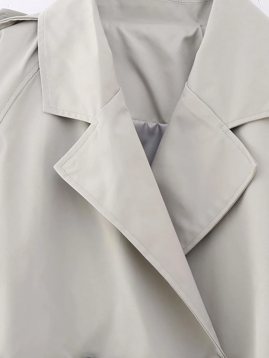 Women's Trench Coats Cropped Long Sleeve Classic Lapel Double Breasted Jacket Coat Outwear with Belt