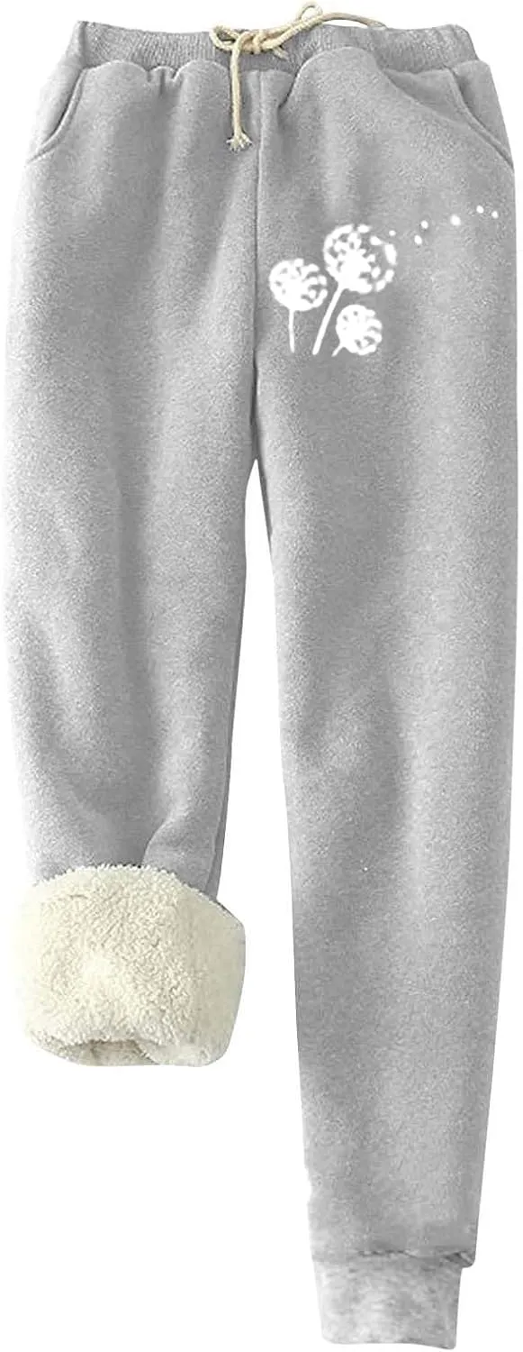 Women's Warm Lined Athletic Sweatpants High Waisted Jogger Pants Fleece Lined Winter Thicken Outdoor