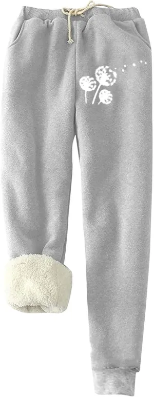 Women's Warm Lined Athletic Sweatpants High Waisted Jogger Pants Fleece Lined Winter Thicken Outdoor