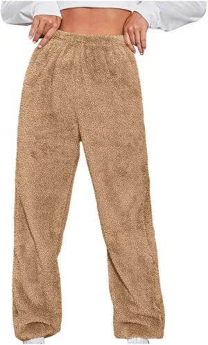 Women's Warm Sherpa Lined Athletic Sweatpants High Waisted Jogger Pants Fleece Lined Winter Thicken Outdoor Long Pants