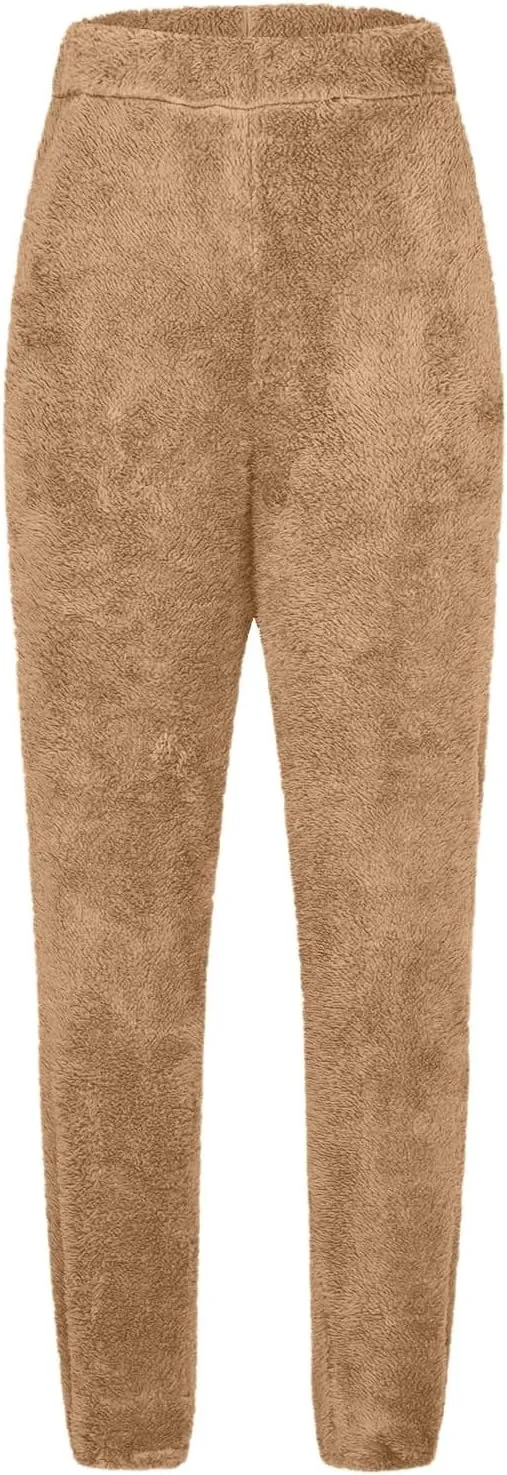 Women's Warm Sherpa Lined Athletic Sweatpants High Waisted Jogger Pants Fleece Lined Winter Thicken Outdoor Long Pants