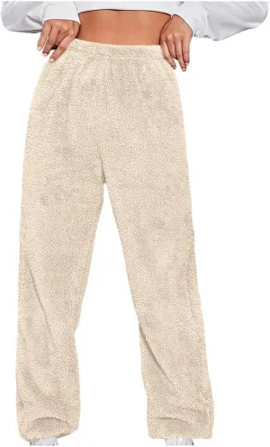 Women's Warm Sherpa Lined Athletic Sweatpants High Waisted Jogger Pants Fleece Lined Winter Thicken Outdoor Long Pants