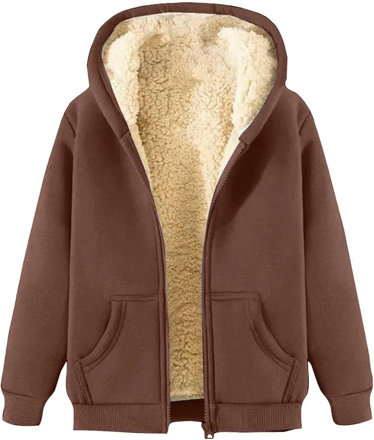 Womens Winter Tracksuits Fleece Sherpa Lined Zip Up Hoodies Thick Warm Lamb Woolen Jogger Pants Sweatsuit